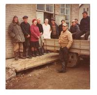 Kankkilan meijeri 30.4.1970 - kuvassa Saarinen, Kilpinen, Tapiola, Vuorela, Grönbergit, Seppänen, Pentti, Haikkola, Kuosa, Bergman
